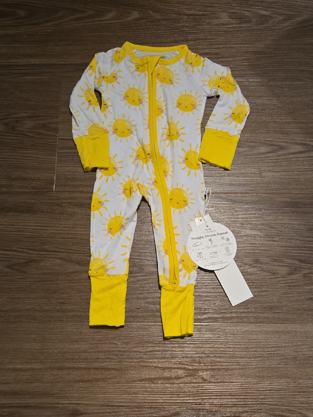 Little Sleepies Yellow Sun Print One-Piece Footie Pajamas